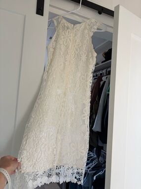 BHLDN Ivory Floral Lace Sleeveless Dress